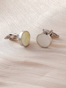 Fashionable Copper Material Shell Series Flat Men's Cufflinks, Personalized Business Minimalist Long Suit Decoration, Versatile Street Style Accessory - Shell Cufflinks - View 6