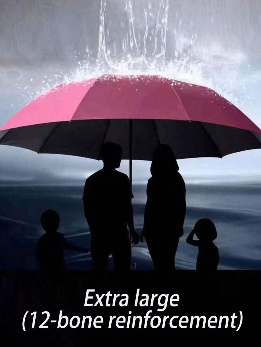 Extra Large 12 Ribs Black Windproof Waterproof Folding Umbrella For Business Men's & Women's Travel, Reinforcement Umbrella For Both Rainy And Sunny Day For Windproof Travel Umbrella, Aluminum Shaft, Auto-Black, Lightweight, Strong UV Protection, Foldable, Compact, Portable, Auto Open, Rainproof, Sunshade Umbrella For Women Umbrella Rainproof Windproof