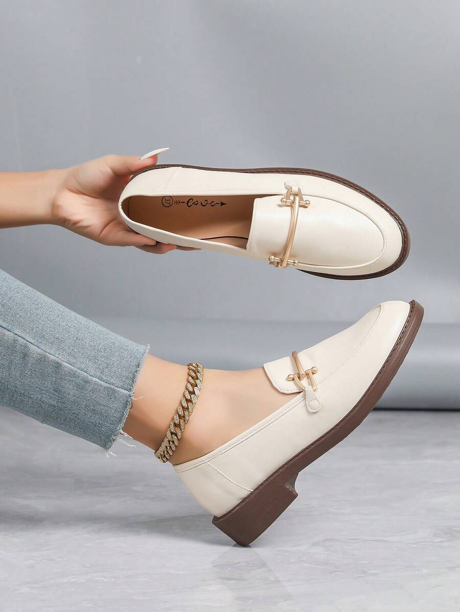 Giày lười đế bằng mũi tròn dành cho nữ, giày thường ngày màu mơ/nâu đa năng cho mùa xuân, mùa thu, mùa thu, mùa thu và mùa đông