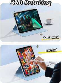 Capa Giratória Compatível com iPad 11ª/10ª Geração com Suporte para Lápis, Compatível com iPad 5/6/7/8/9, Todos os Modelos iPad Air e iPad Pro 2018-2025, Suporte Giratório de 360 Graus com Proteção, Função Ligar/Desligar Automática