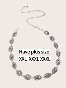 1pc Plus Size XXL XXXL XXXXL Western Style Vintage Floral Engraved Textured Metal Waist Chain Belt, Suitable For Beach, Vacation, Party Fall, Autumn, Halloween