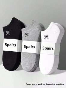 1/15 双男女款蝴蝶结运动短袜，春夏季款，白色/黑色/灰色可选。舒适透气，简约时尚的设计，适合日常休闲穿着。