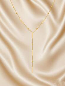 1 pieza Elegante collar colgante de barra minimalista casual con cuentas, accesorio versátil para mujeres