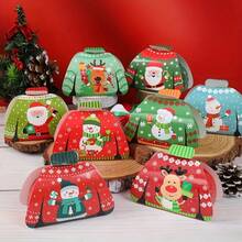 Christmas Gift Boxes With Reindeer Design - Paper Treat Containers For Housewarming, Anniversary, And Holiday Celebrations - Festive Ugly Sweater, Santa, Snowman Themed Party Favors For Winter, Christmas, New Year Decor