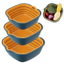 6-Piece Kitchen Vegetable And Fruit Cleaning Basket - Multi-Layer Stackable Vegetable Sink, Filter And Kitchen Funnel Set For Washing Fruits And Vegetables