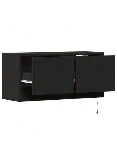 VidaXL TV Wand Unit LED Lighting 80x31x35 Cm Zwart view 9