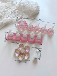 3D 亚克力极光冰透明格子美甲支架练习架美甲装饰套装，包含树脂水晶球、钻石、复古花卉激光设计，适用于 DIY、家居、户外、女性、母亲、姐妹、妻子、女朋友、婚礼、美甲沙龙、情人节