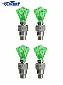 GLANBERT 4 piezas Luz decorativa de cabeza de gema para válvula de neumático de coche, luz de ambiente para válvula de neumático de motocicleta y bicicleta