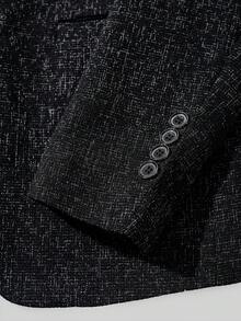 1PC Stylized Knitted Suit Jacket For Men. Grey Spliced - Style Button - Down Suit Jacket