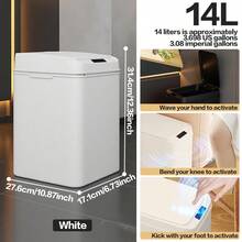 1pc White Touchless Smart Trash Can, Battery-Powered (2 AA Batteries Not Included), Featuring Infrared-Sensing Lid Opening, Suitable For Bathroom And Kitchen, A Modern Waste Bin With Multi-Functional Design Multi-Scenario Garbage Can.