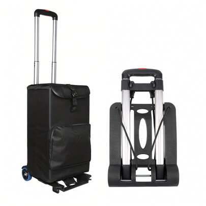 Folding Shopping Cart With Two Wheels, Perfect For Carrying Vegetables And Luggage, Compact And Foldable, Holds 50kg, Compact And Lightweight, With Casters, Perfect For Moving, Travel, Outdoor Activities, Shopping, And Home Use, Includes Bag