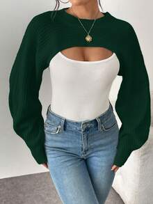 Asymmetric Hem Solid Color Ribbed Knit Pullover Sweater