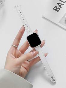 纯色PU表带，兼容 42mm、38mm、40mm、41mm、44mm、45mm、46mm、49mm，时尚智能手表替换表带，适用于Series Ultra2、Ultra SE2、SE 11、10、9、8、7、6、5、4、3、2、1，可作为返校礼物 - 白色 - 查看 3