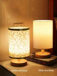 1pc Modern Nordic Linen Bedroom Lamp With Wooden Frame And Warm Led Usb Bedside Lamp, Suitable For Bedroom, Study, Etc.
