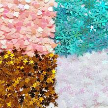 22 g cekinów w kształcie płatków śniegu, serduszek i gwiazdek – niebieskie, różowe, przezroczyste AB, złote, do ok. 10 600 szt., odpowiednie na urodziny, wesela i walentynki – idealne na romantyczne uroczystości i wieczory panieńskie – dekoracje na Halloween, dekoracje świąteczne