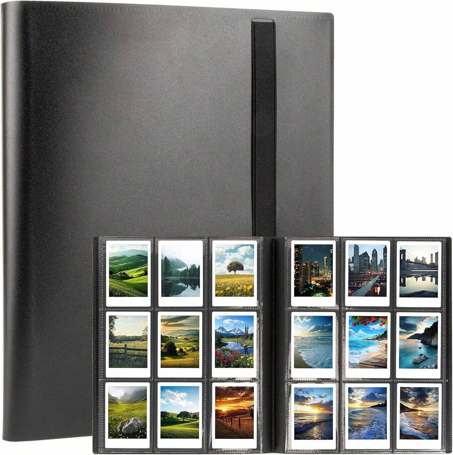 288 Pockets 2x3 Photo Album - Black Photo Card Book, Small Photo Album, Large Capacity Photocard Book With Strapsfor Collecting Small Cards, Stamps, Postcards,Instant Print Camera - 1 - Xem 1