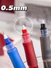 5 Pcs Morandi Color Gel Pen Set ,Smooth Rolling Ballpoint Pens For Students, Teachers Grading, Exam Writing, Office Signing (Red, Black, Blue) | Needle Tip Carbon Ink Study & Correction Pens. - Multicolor - View 2