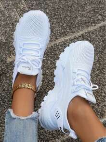 Women's Running Shoes Casual Breathable Sports Shoes Fashionable Lightweight Sneakers - 白色 - 查看 4