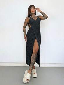 Beach Cover-Up, Pool, Lace, Knit, Summer, Vacation Dress - Negro - Ver 4