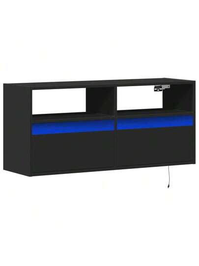 VidaXL TV Wand Unit LED Lighting 100x31x45 Cm Zwart view 3