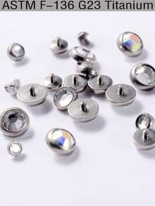 1 件植入级钛金属微皮肤穿孔表面杠铃 CZ 水晶隐藏式皮肤潜水员微皮肤锚圆形/心形/星形氧化锆水晶宝石皮肤锚表面皮肤穿孔环身体首饰