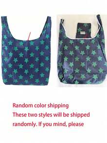 Bộ 1 túi đeo vai gấp gọn, tái sử dụng bằng polyester kèm túi nhỏ, thiết kế đồ họa độc đáo phủ khắp bề mặt, túi mua sắm dung tích lớn phù hợp để đựng thực phẩm, du lịch, rau củ/trái cây/đồ nội thất/đồ chơi (6 kiểu) - Nhiều màu - Xem 9