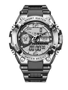 LIGE 1pc Black Silicone Strap Casual Date Calendars 24 Hour Round Dial Digital Watch, For Daily Life