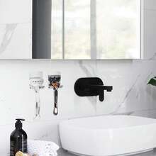 1/2/4pcs Stainless Steel Razor Holder,No-Drill Shaving Wall-Mounted With Hooks Punch Free Razor Rack,Black&Sliver Shaver Rack,Data Cable, Cutlery Rack For Bathroom Bedroom Kitchen