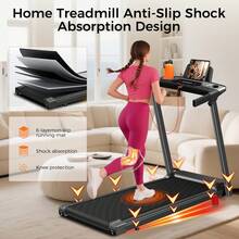 Home Treadmill, 3.0 Horsepower Silent Brushless Foldable Treadmill, Silicone Shock Absorption System, 300-Pound Load-Bearing Capacity, With Cup Holder And Phone Stand, 3-In-1 Treadmill, Compact Portable Treadmill For Small Space Walking And Jogging. - 查看 5