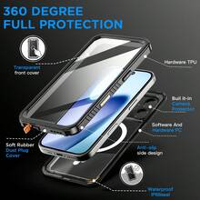 Waterproof Phone Case IP68 Underwater Full Body Military Dropproof Shockproof Heavy Duty Rugged Protective Cover With Built-In Screen Protector Compatible With IPhone 17 Pro Max/IPhone 17 Pro/IPhone 17 Air/IPhone 17 - 黑色 - 查看 3