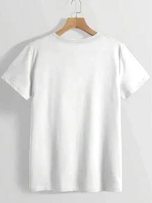 Camiseta blanca para mujeres - Ajuste holgado, casual para el día a día y fiestas - Camiseta de verano transpirable con cuello redondo - Esencial minimalista para el día a día para amantes del café - Camiseta ligera para el día a día, camisetas para damas, camiseta de ajuste relajado, camiseta gráfica divertida, tela cómoda, ropa de ocio, estampado de dibujos animados, material suave, camiseta de manga corta, amantes de la moda - Negro - Ver 8