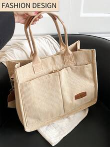 [US-Based Shipping]Kaqi Stylish Large Capacity Solid Color Corduroy Tote Bag For Women,Letter Patch Multi-Pocket Shoulder Bag For Commuting & Going Out, Lightweight Durable Removable Shoulder Strap Outdoor Travel Crossbody Bags, Casual Versatile Square Shopping Handbag,Simple Versatile,Hobo Tote Bag For Women, Casual Large Capacity Purse Bucket Bag, Shoulder Satchel Daypack For Outdoor Travel And Work Commuting, Vintage Satchel Shopping Bags Computer Handbag,Purses And Bags Women Bags For Women Black Purse Beach Bag Halloween Tote Bags For Women Bolsos Para Mujer Crossbody Bags For Women Handbags For Women White Purse Totes Bags For Women Brown Purse Clear Bag School Bag Bride Purses For Women Wedding Clear Purse Work Bag Lunch Bag For Women Carteras Para Mujer - 卡其色 - 查看 7