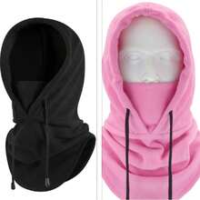 1pc Solid Color Fleece Warm Balaclava, Comfortable Breathable Windproof Face Mask For Autumn/Winter - Multicolor - View 9