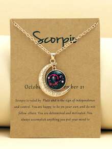1/12pcs 12 Zodiac Glow-In-The-Dark Moon Pendant Necklace, Fashionable Personalized Constellation Card Necklace