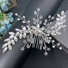 1 Stück Silber & Champagner Farbiger Haarkamm Haarschmuck für Frauen, handgefertigter Kristall Strass Braut Hochzeit Haaraccessoire, geeignet für Hochzeit, Verlobung, Party, Geburtstag Frisur