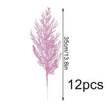 12 pièces Tiges de cèdre rose pailleté de Noël, pics floraux de Noël en branches de cèdre artificielles roses. Pour ornements d'arbre de Noël, remplissage, couronnes de Noël DIY, artisanat, guirlandes, fêtes, mariages et décoration de la maison