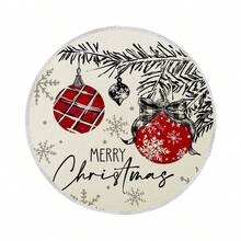 1pc/4pcs/6pcs/60pcs Christmas Pine Branch Bow Ornament Round Placemats, Christmas Linen Placemats, Stain-Resistant Placemats, Suitable For Home, Dining Room And Restaurants, Tabletop Decor, Home Goods - Multicolor - View 9