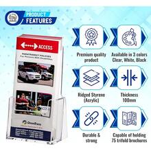 New  - Acrylic Trifold Brochure Holder - Rack Card Display - Pamphlet Stand - LHF-S100 (Single Pack) - 1 Pack - View 4