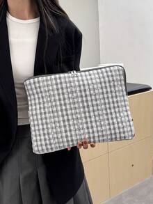 Solid Color Minimalist Luxury Star Pattern Laptop/Tablet Sleeve, Multi-Size - Grey - View 2