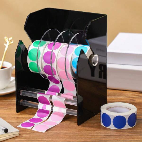 3 Disks Label Dispenser For Rolls Of Sticker Labels Acrylic Adjustable Label Holder Sticker Dispenser Label Roll Holder Organizer Label Stand For Office Home Business Tabletop