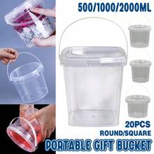 Aimall 20 Pcs Food Clear Bucket Plastic Gallon Bucket Round Reusable Ice Cream Containers With Lids And Handles Airtight Clear Plastic Tub Freezer Reusable Pail For Kitchen Drinks Home - Quảng trường - Xem 3