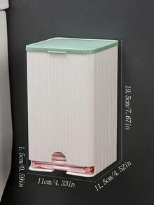 1 pieza Nuevo dispensador de toallas sanitarias montado en la pared, caja de almacenamiento de higiene femenina para el baño del hogar, a prueba de polvo y humedad con tapa, soporte para toallas sanitarias y tampones, accesorio de baño, decoración de baño, organizador de baño, decoración de otoño, de vuelta a la escuela - Verde - Ver 4