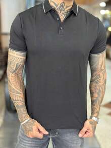 Polyamide Button Polo Shirt - Black - View 2