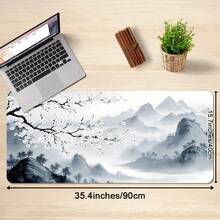 1pc Large Landscape & Floral Pattern Gaming Mouse Pad, Suitable For Keyboard And Mouse, With Non-Slip Base And Stitched Edges, For Gaming And Office Computer, Protective Mat, Great Gift Choice. - Multicolor - View 7