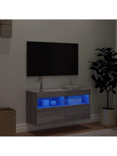 VidaXL TV Wand Unit LED Lighting 80x30x40 Cm Grijs Sonoma view 4