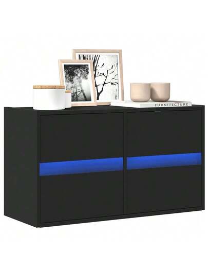 VidaXL TV Wand Unit LED Lighting 80x31x45 Cm Zwart