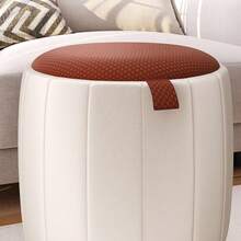Kit 2 Puff Moises Round Stool Pouf Living Room Stick Feet - Màu be/Nâu - Xem 5