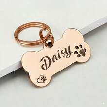 Personalized Dog Tag Engraved Name Phone Number Bone Shaped Pet ID Tag Stainless Steel Paw Print Design Silent Silicone Dog Tags Cat ID Tag Memorial Keepsake - Multicolor - View 15