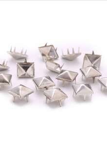 100 Pcs Square Pyramid Rivet Clothing, 10 Mm Four Claw Earring, Punk Rock Spike Polka Dot, Su For Bags, Shoes, Leather Craft (Silver)