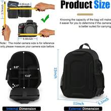 YAKUSS Mochila de cámara multifuncional con carcasa rígida, bolsa de cámara DSLR de gran capacidad, estuche de fotografía con compartimento para portátil de 13.3 pulgadas